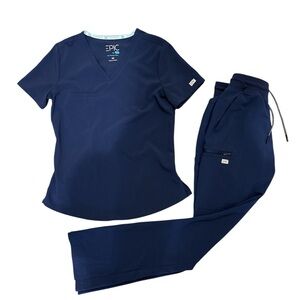 EPIC by IRG Navy Blue Scrubs Top & Pants Set Women’s Size: XS NWOT